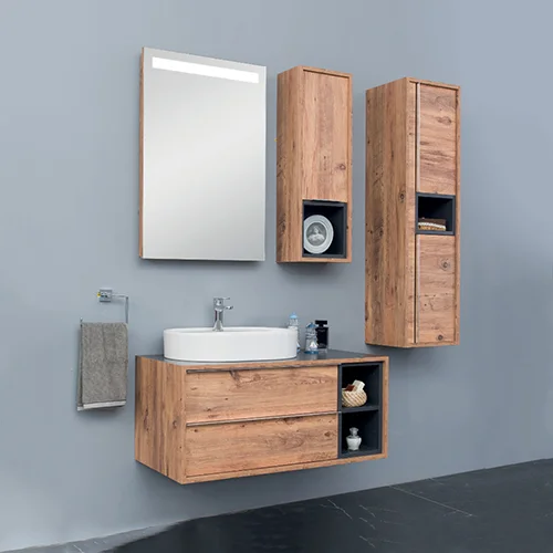 LİVEA NORMA KAHVE -ANTRASİT 100 CM BANYO DOLABI